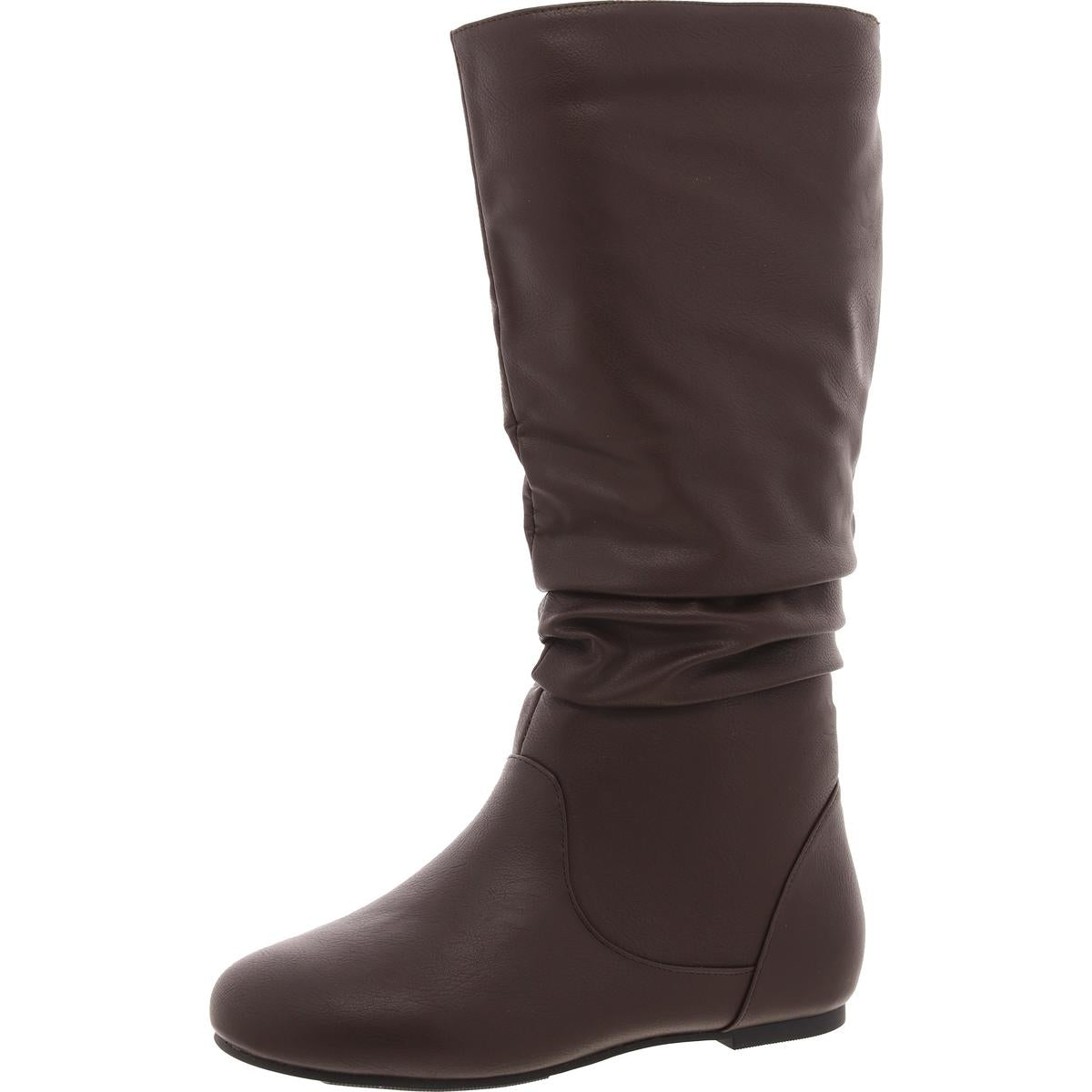 Womens Laceless Faux Leather Knee-High Boots