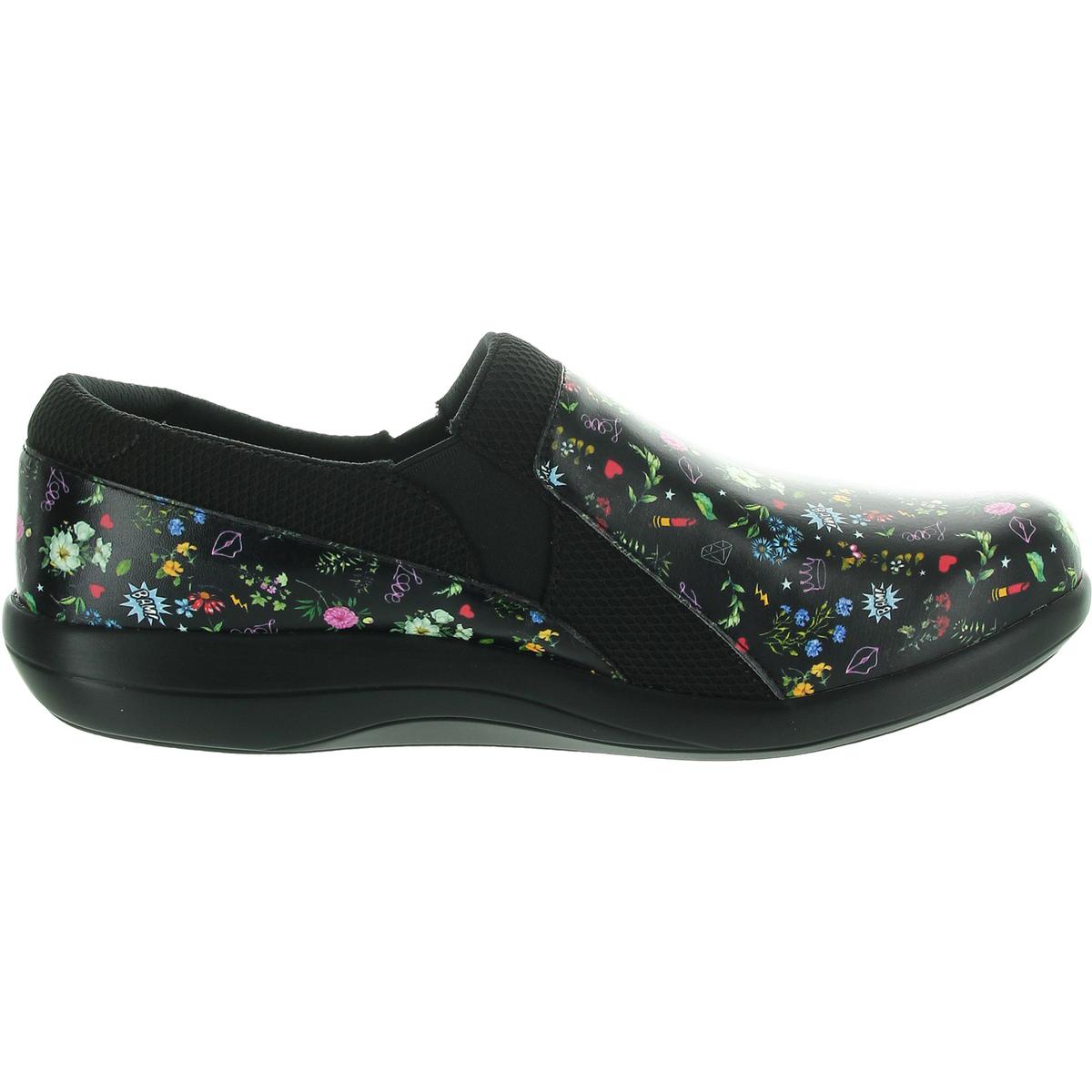 Womens Floral Print Man Made Flat Shoes