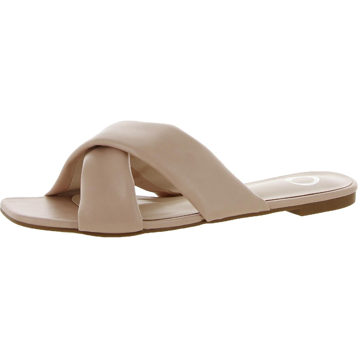 Carlotta Womens Faux Leather Slip On Slide Sandals 10 Medium Blush