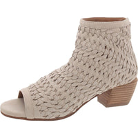 MOFIRA Womens Peep Toe Block Heel Booties 7 Medium Smoke Grey Dexter