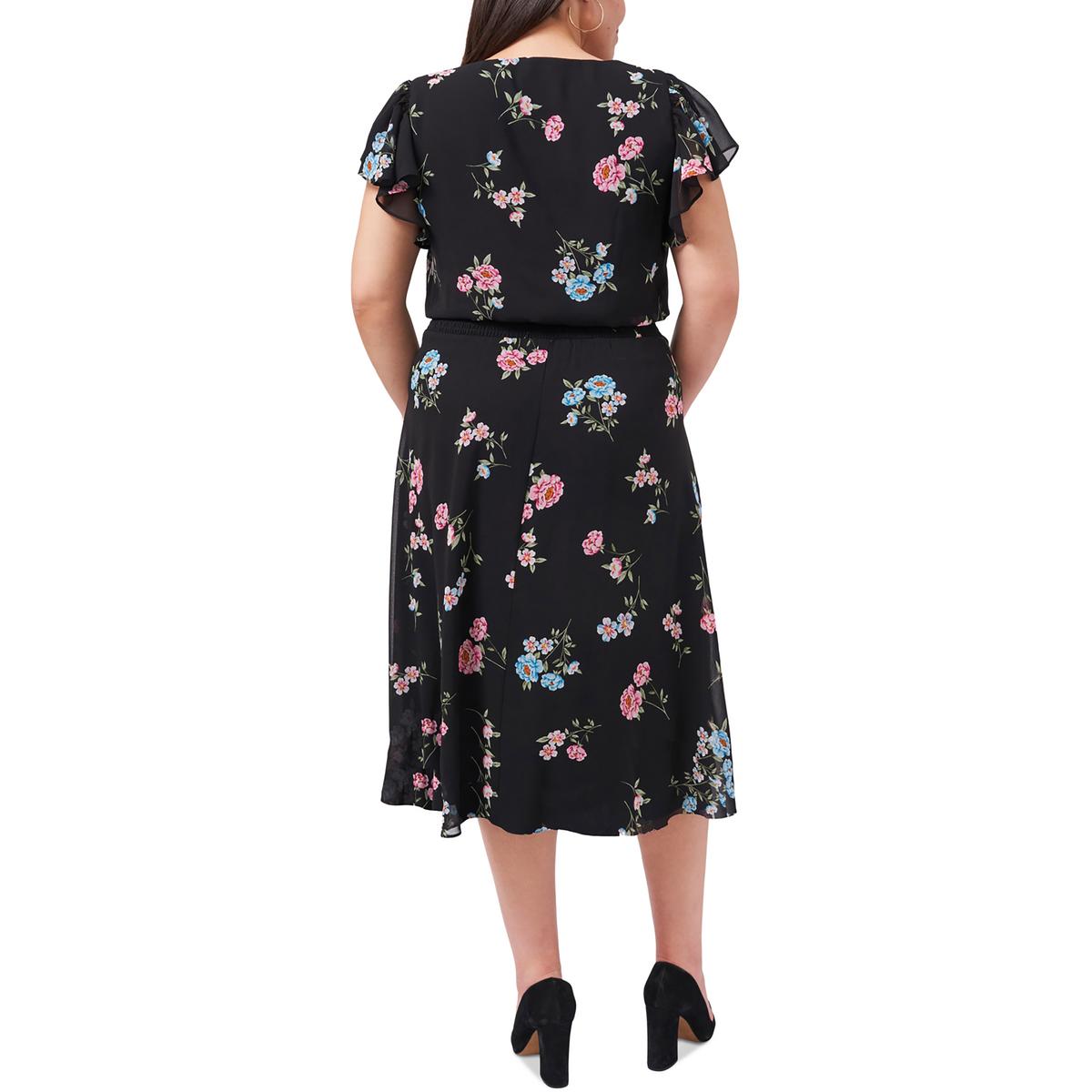 Plus Womens Floral Midi Midi Dress
