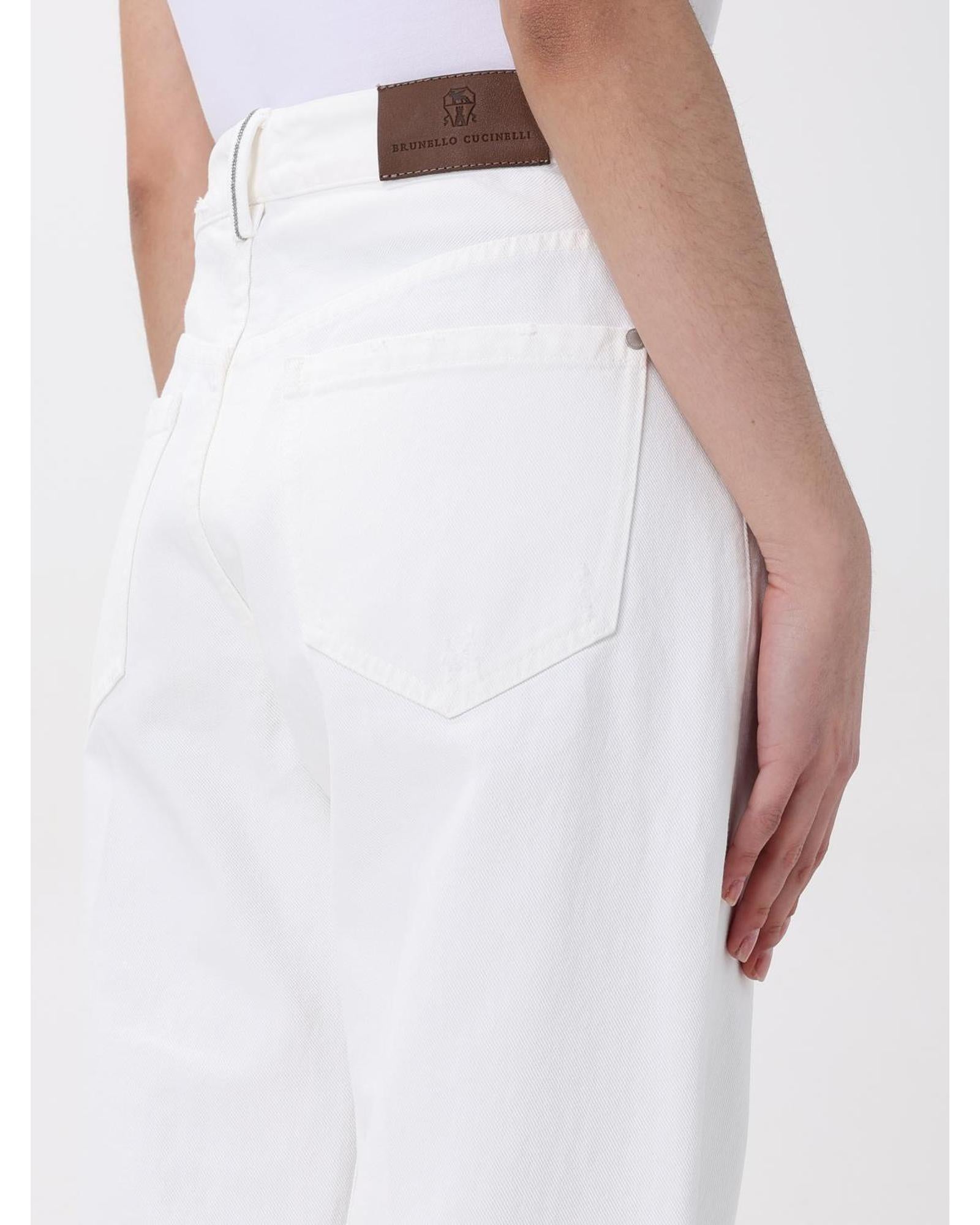 デニム・ジーパン BRUNELLO CUCINELLI Woman Jeans White M0H81P5568 C600R Brunello Cucinelli Wide Leg Jeans Women White – Bluefly