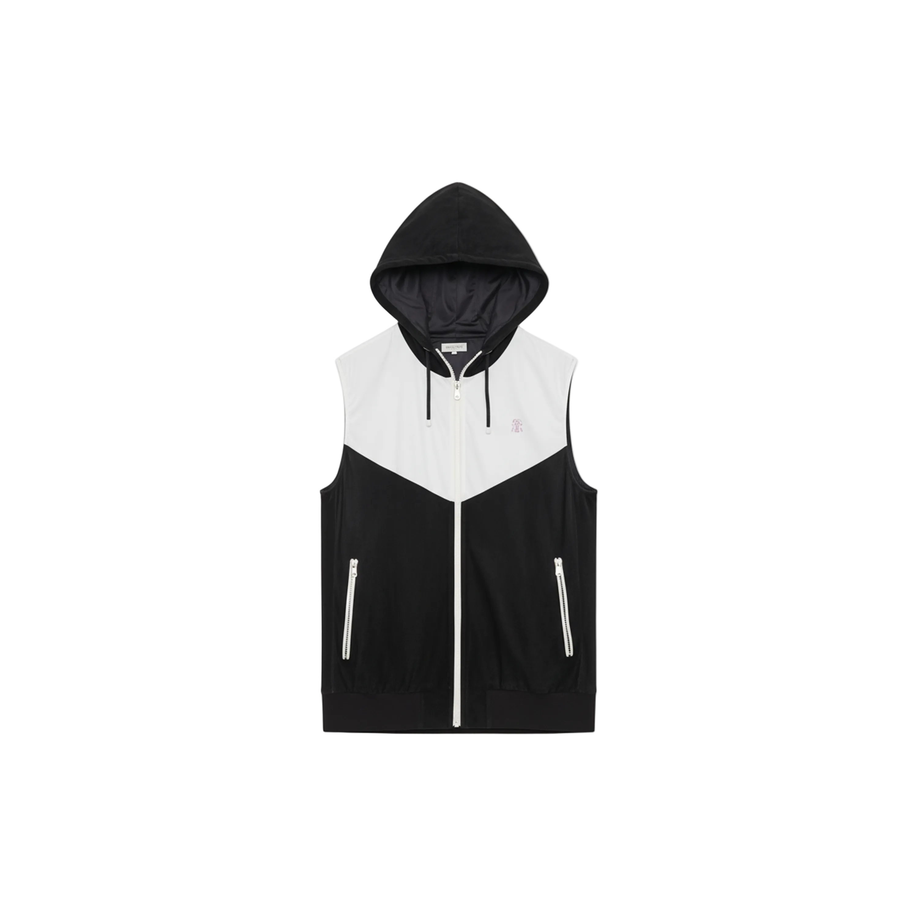 Brunello Cucinelli Perforated Mesh Two-Tone Hooded Gilet