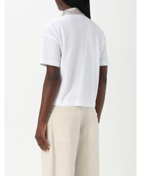 Brunello Cucinelli Embellished Collar Polo Shirt Women White