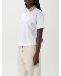 Brunello Cucinelli Embellished Collar Polo Shirt Women White