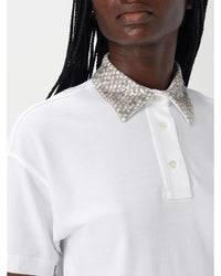 Brunello Cucinelli Embellished Collar Polo Shirt Women White