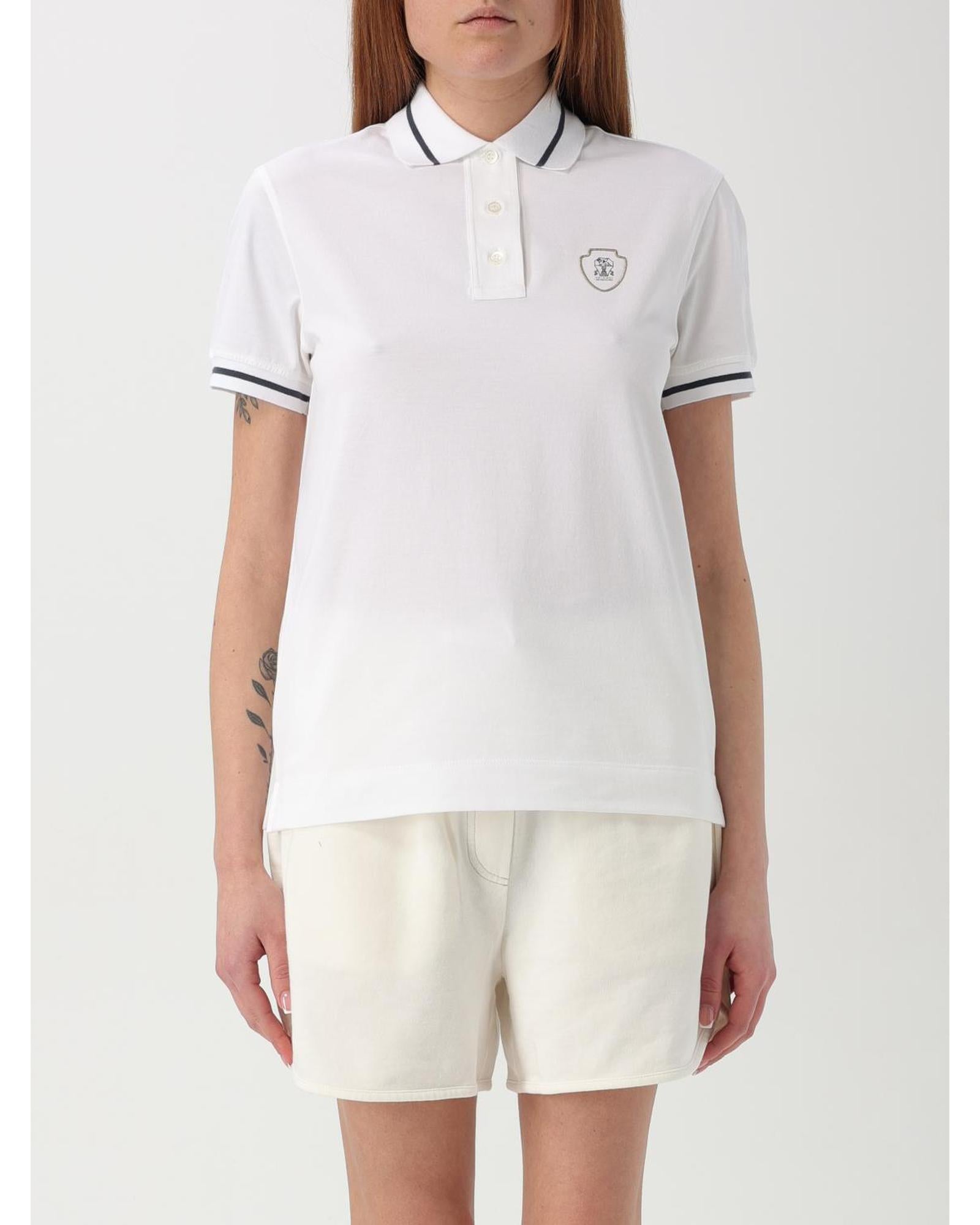 Brunello Cucinelli Short Sleeve Polo Shirt Women White
