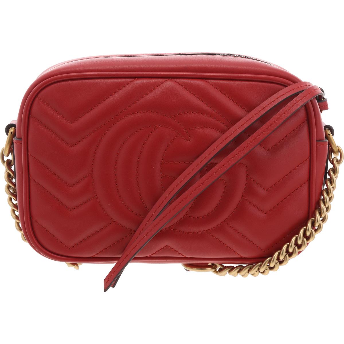 Marmont 2 Womens Chevron Leather Shoulder Handbag