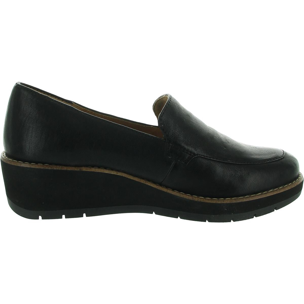 Womens Padded Insole Leather Loafer Heels