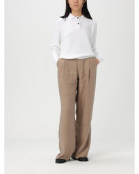 Brunello Cucinelli Ribbed Knit Polo Sweater Women White Polo Shirts