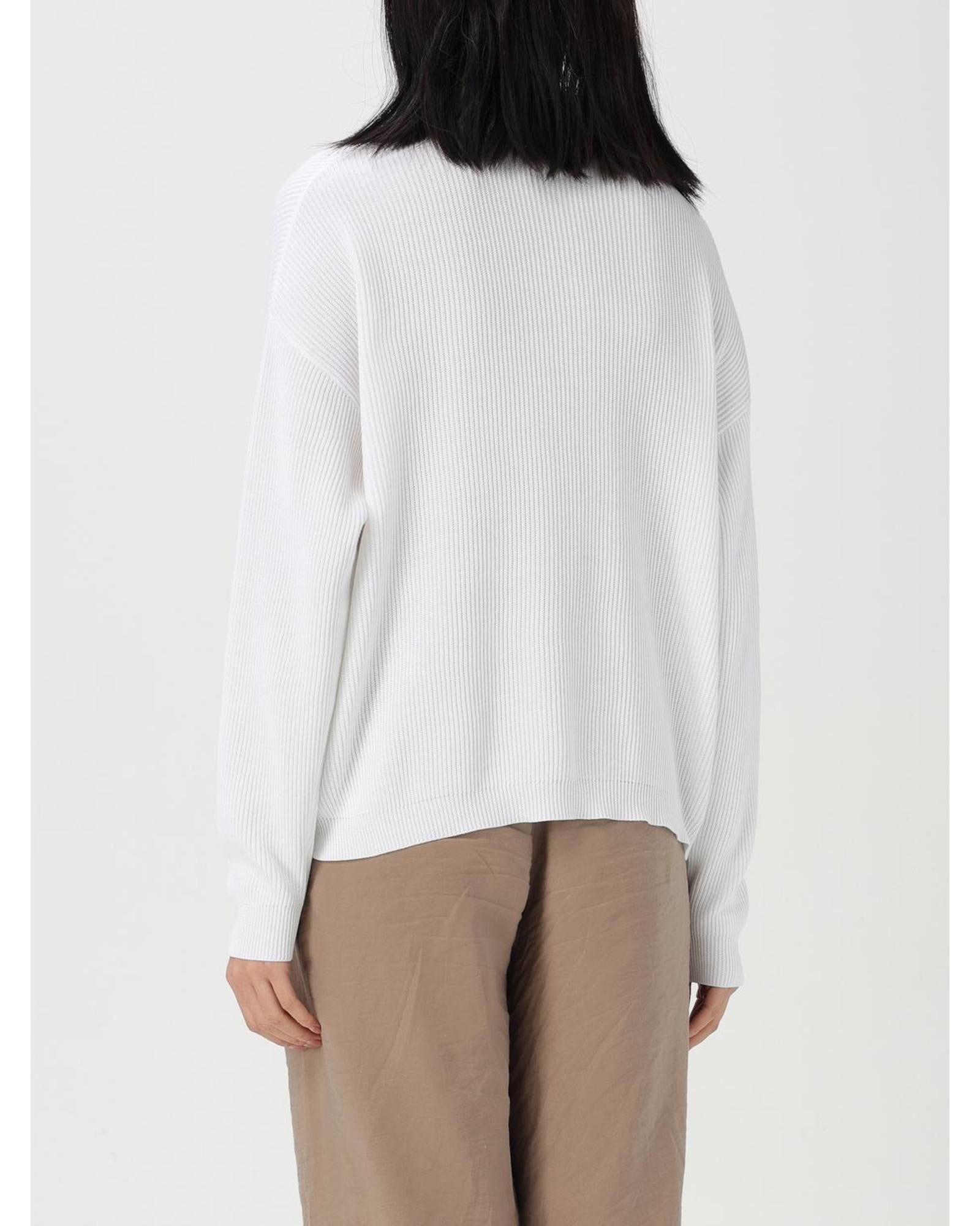 Brunello Cucinelli Ribbed Knit Polo Sweater Women White Polo Shirts