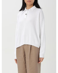 Brunello Cucinelli Ribbed Knit Polo Sweater Women White Polo Shirts