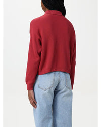 Brunello Cucinelli Ribbed Knit Polo Sweater Women Red Polo Shirts