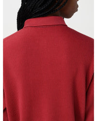 Brunello Cucinelli Ribbed Knit Polo Sweater Women Red Polo Shirts