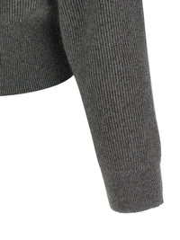 Brunello Cucinelli Women Ribbed Cardigan With Leather Detail