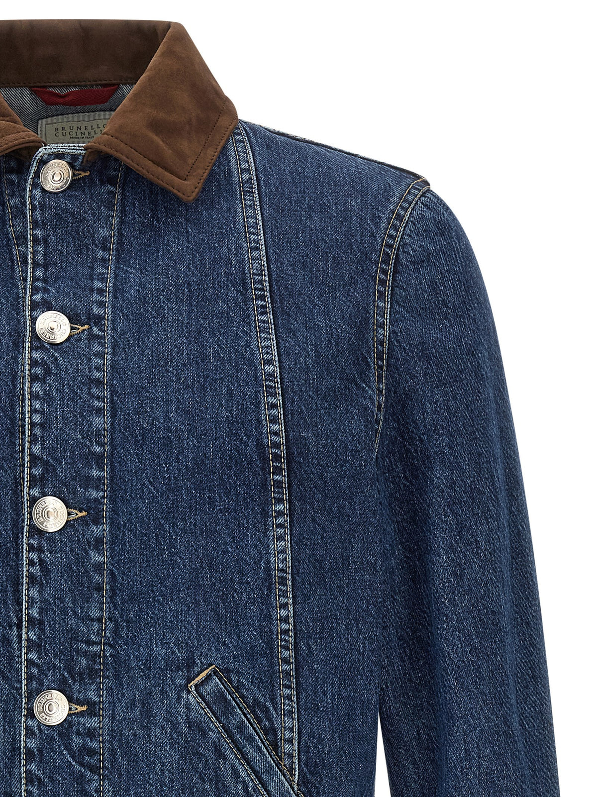 Brunello Cucinelli Men Denim And Suede Jacket