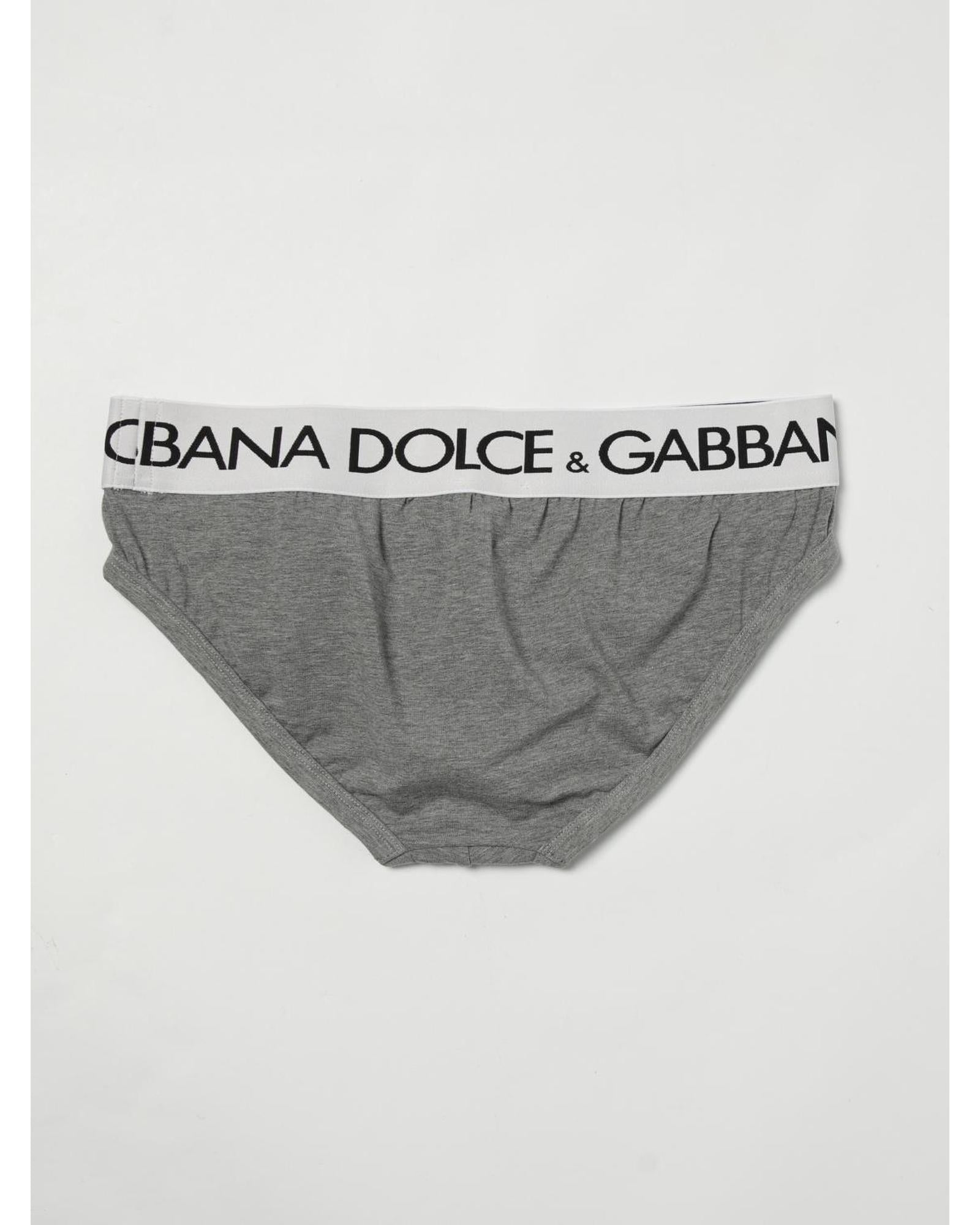 Dolce & Gabbana Classic Briefs Logo Waistband Men Grey Underwear