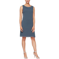 Petites Womens Mini Embellished Two Piece Dress