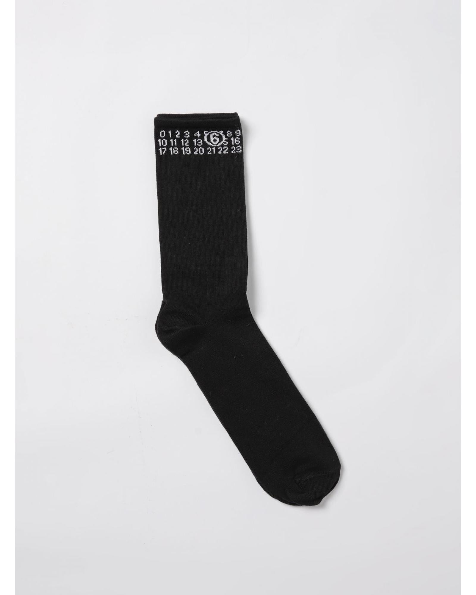 Mm6 Maison Margiela Numbered Cotton Crew Socks Kids Black