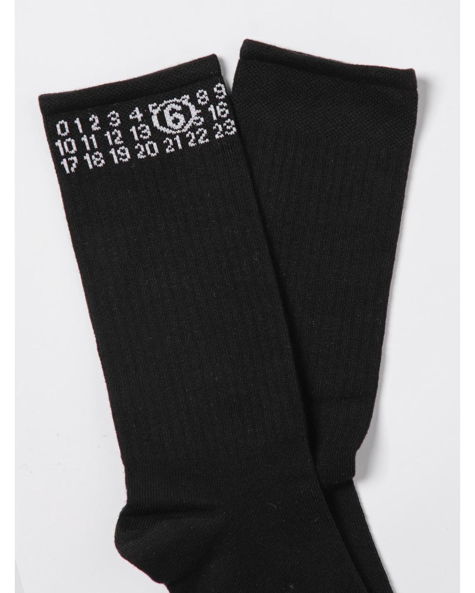 Mm6 Maison Margiela Numbered Cotton Crew Socks Kids Black
