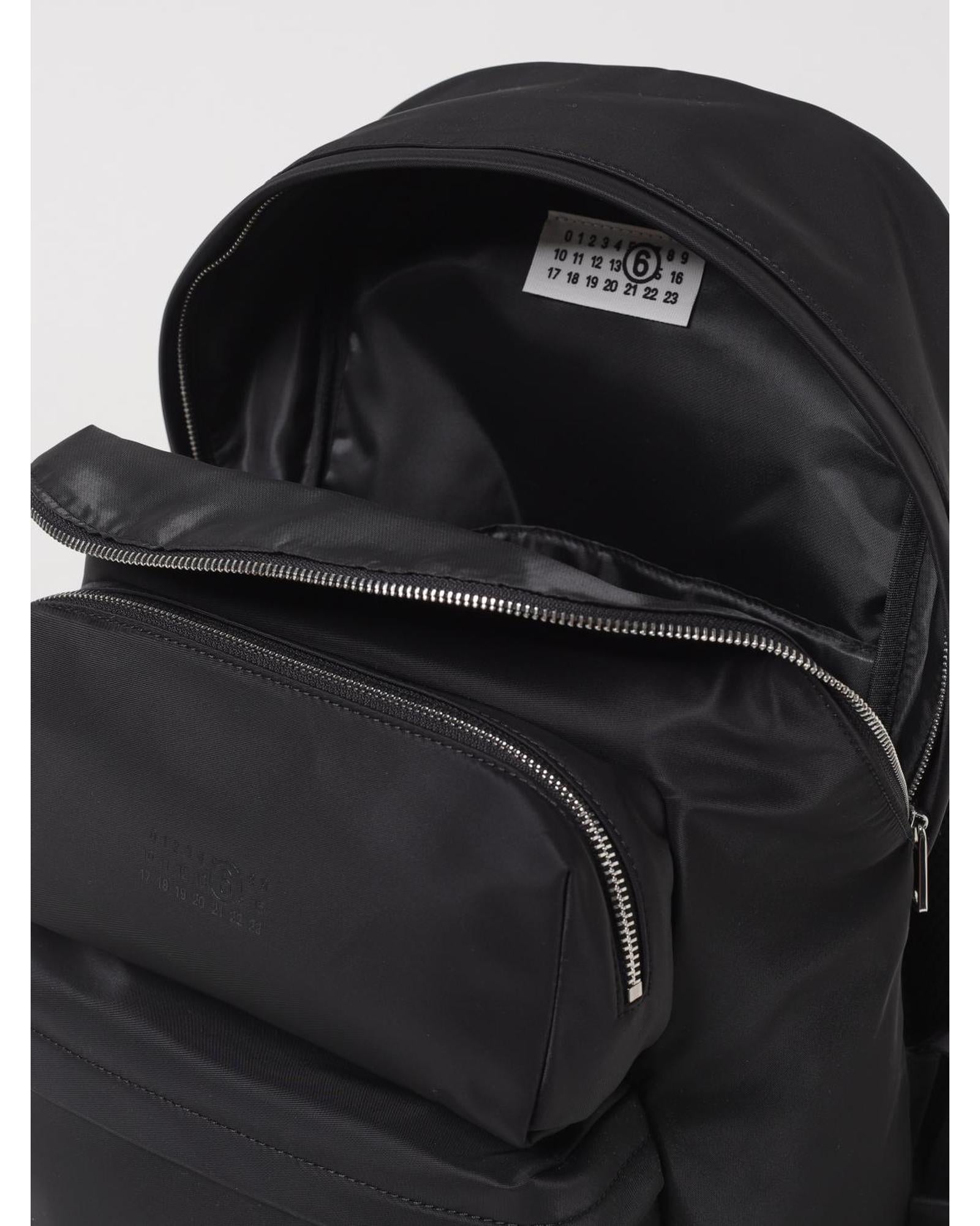 Mm6 Maison Margiela Nylon Backpack Multiple Compartments Kids Black Duffel Bags
