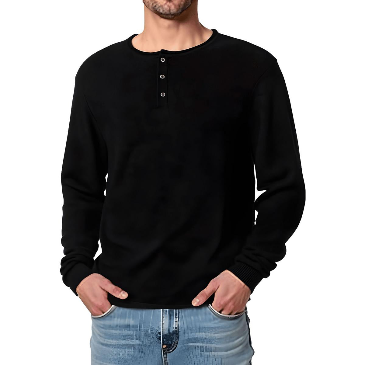 Mens Knit Cotton Henley Shirt