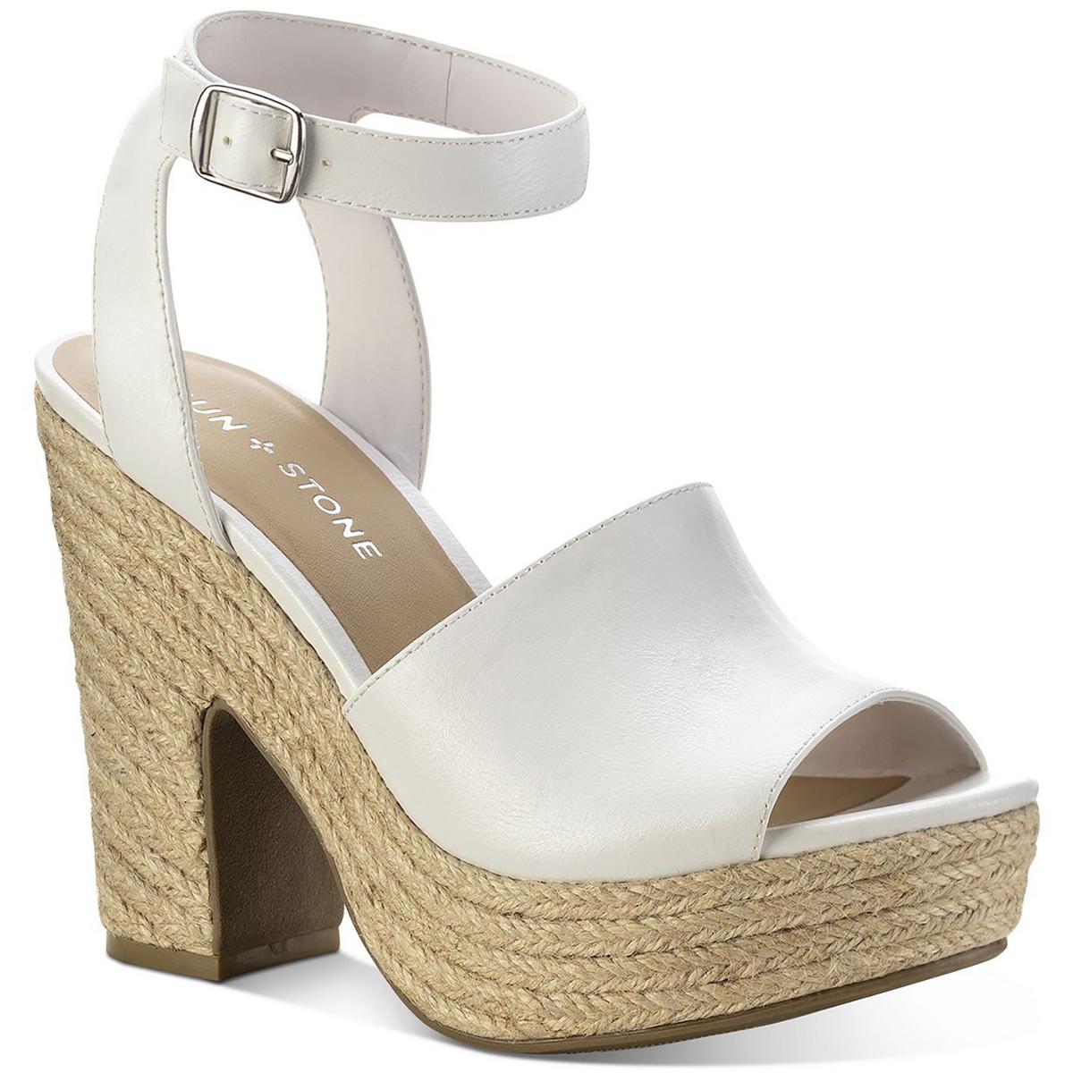 Fey Womens Buckle Block Heel Platform Sandals