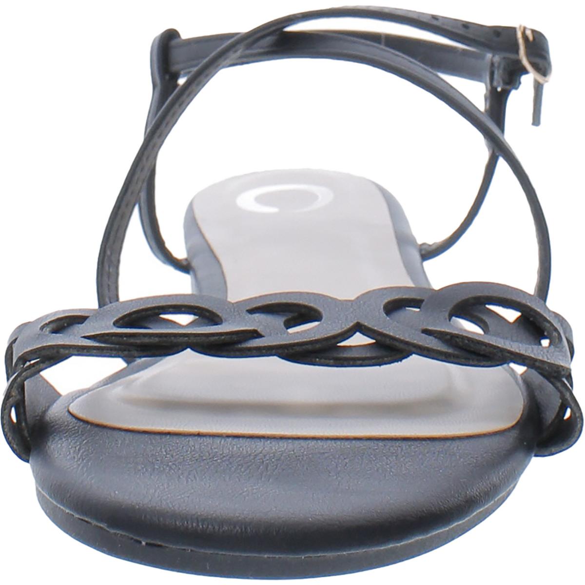 Womens Rounded Toe Strappy Ankle Strap