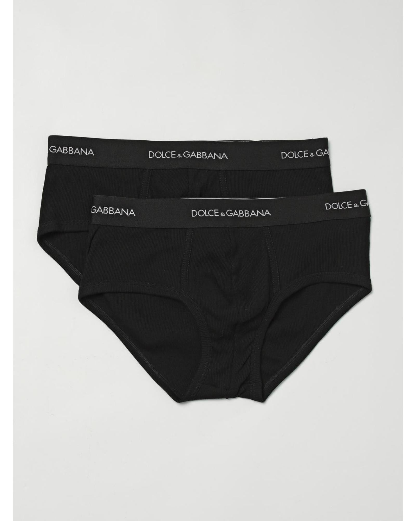 Dolce & Gabbana Briefs Logo Waistband Cotton Men Black Underwear