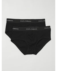 Dolce & Gabbana Logo Waistband Briefs Cotton Men Black Underwear