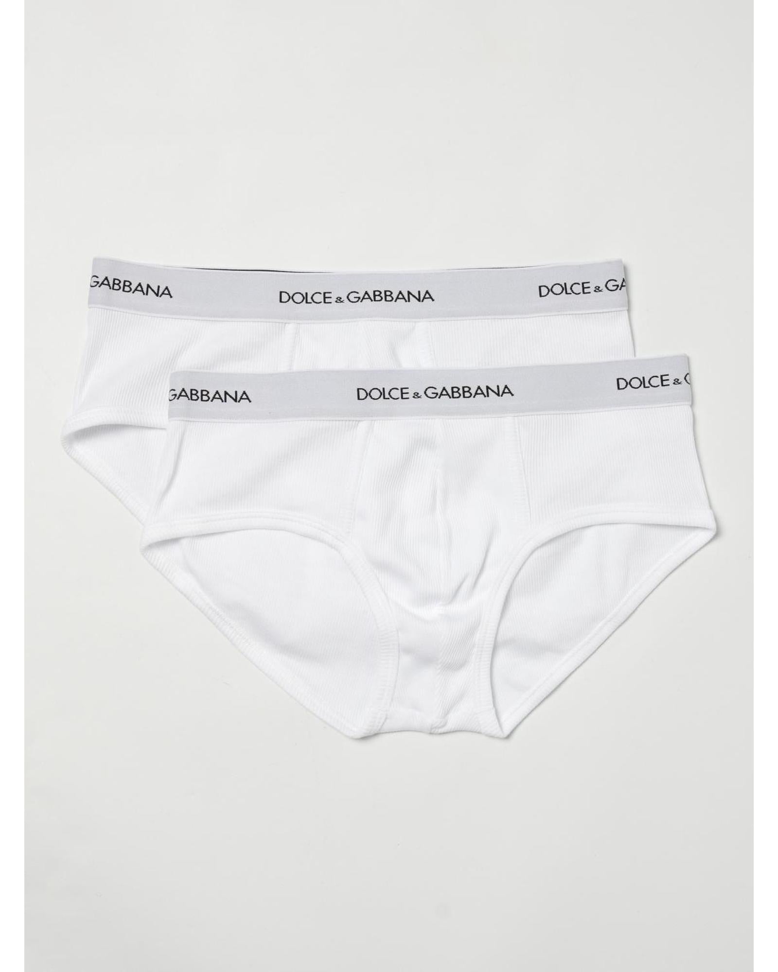 Dolce & Gabbana Ribbed Briefs Logo Waistband Men White Underwear
