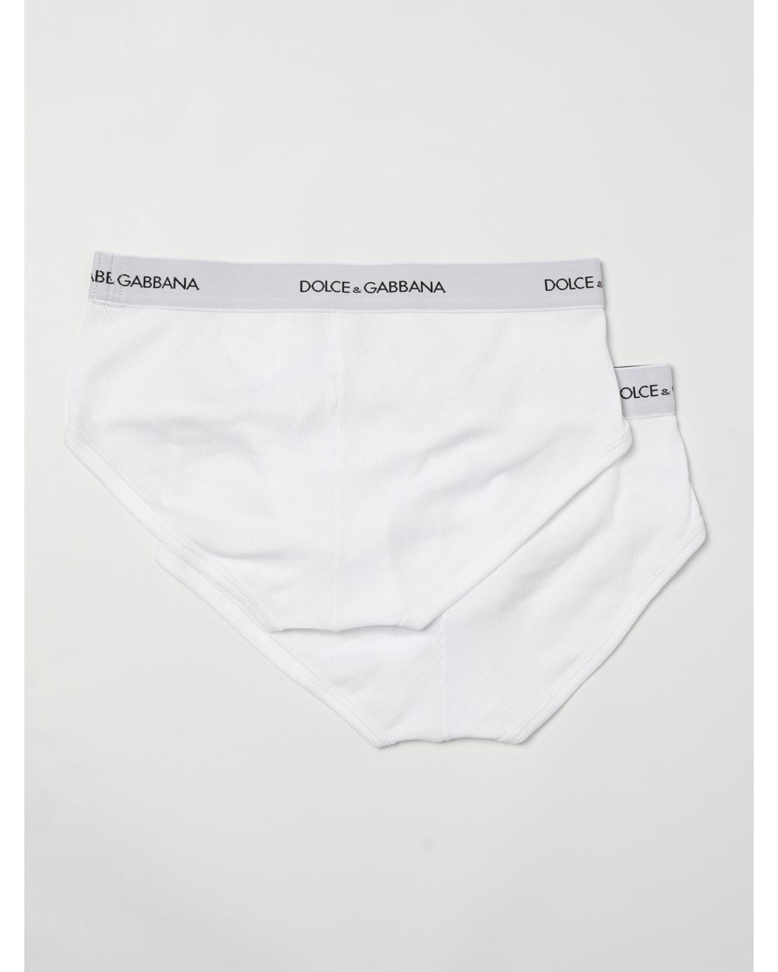 Dolce & Gabbana Ribbed Briefs Logo Waistband Men White Underwear