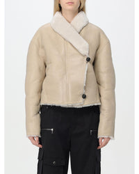 Isabel Marant Shearling Jacket Cropped Women White Coats