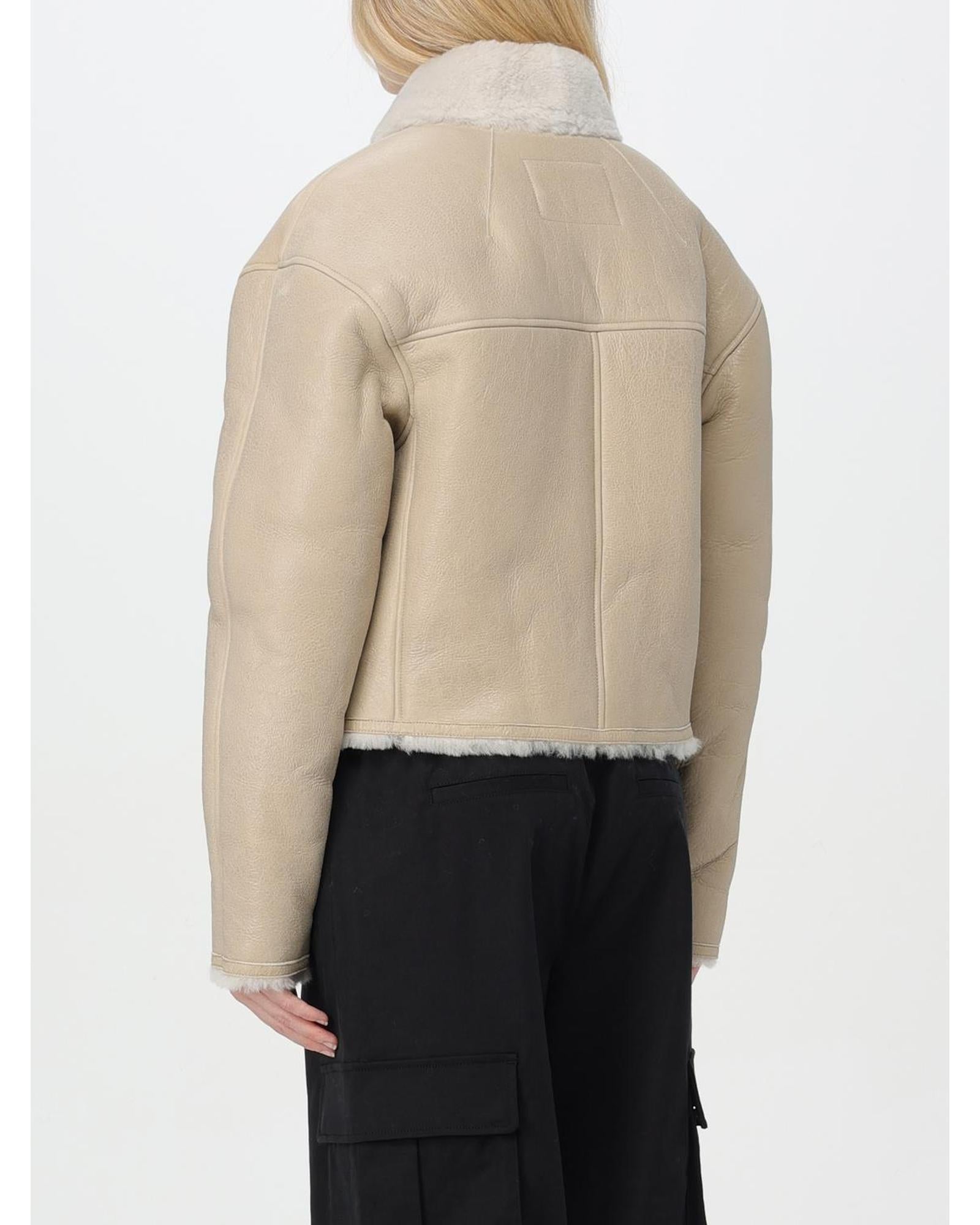 Isabel Marant Shearling Jacket Cropped Women White Coats