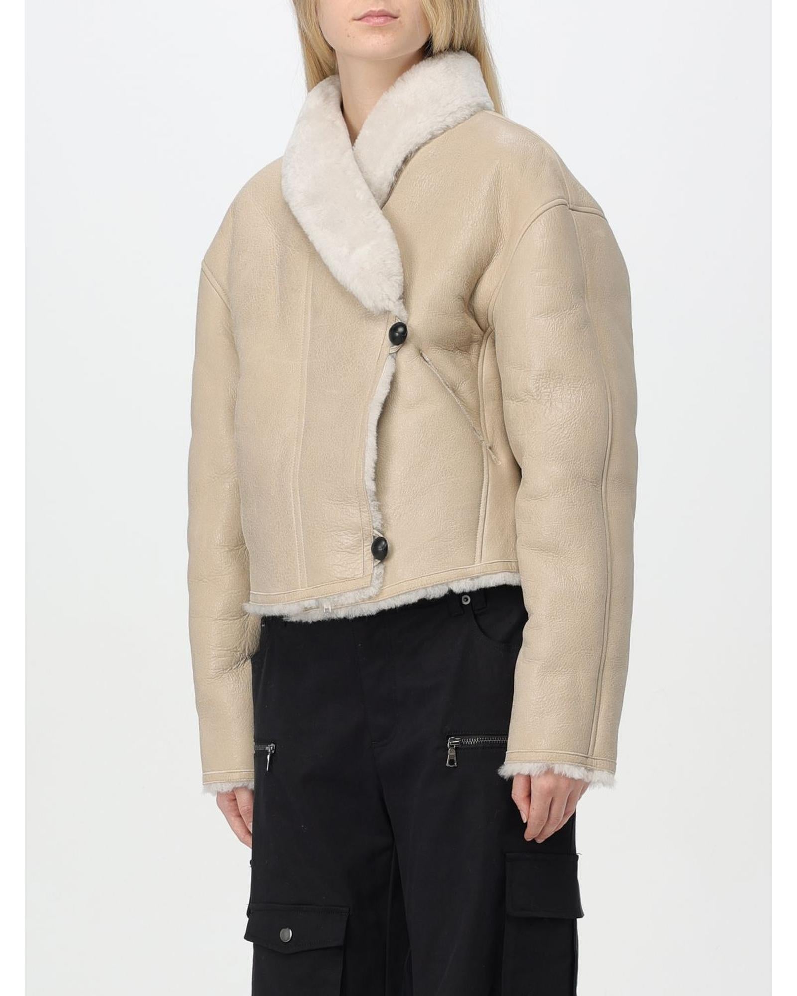 Isabel Marant Shearling Jacket Cropped Women White Coats