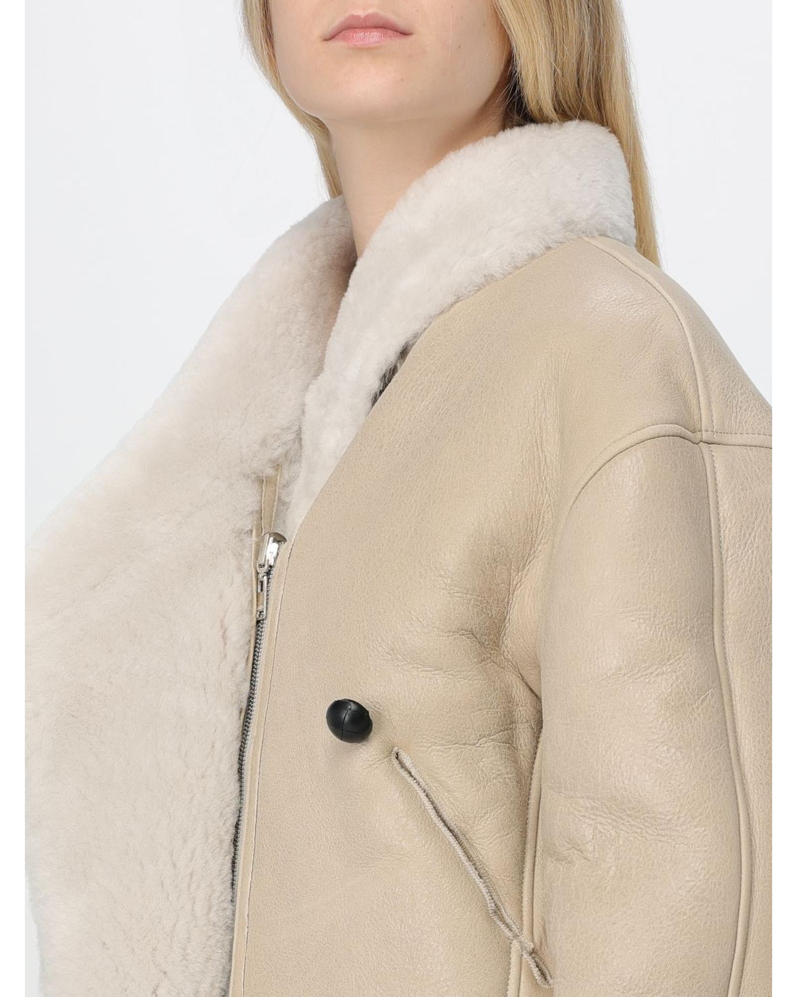 Isabel Marant Shearling Jacket Cropped Women White Coats