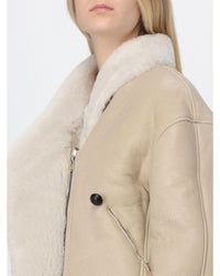 Isabel Marant Shearling Jacket Cropped Women White Coats