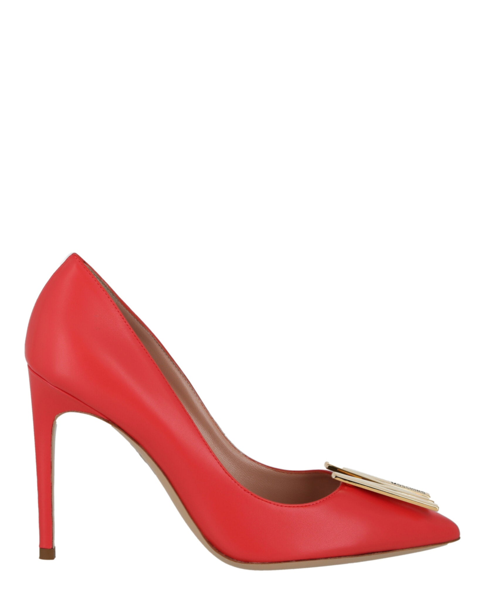 Moschino Womens Gold-Tone Logo Pump Orange