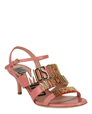 Moschino Womens Degrade Metal Logo Heeled Sandals