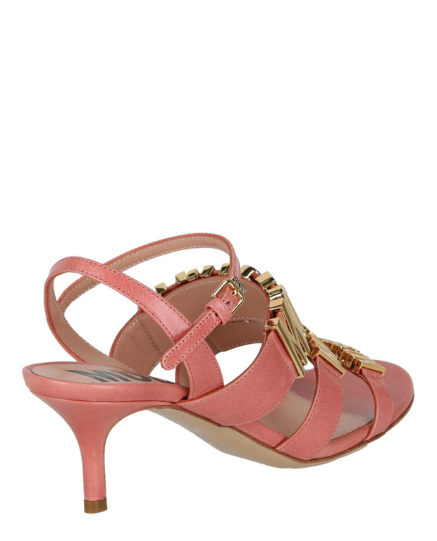 Moschino Womens Degrade Metal Logo Heeled Sandals