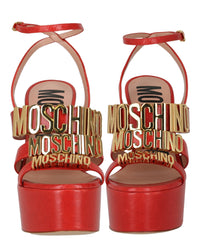Moschino Womens Degrade Metal Logo Heeled Sandals