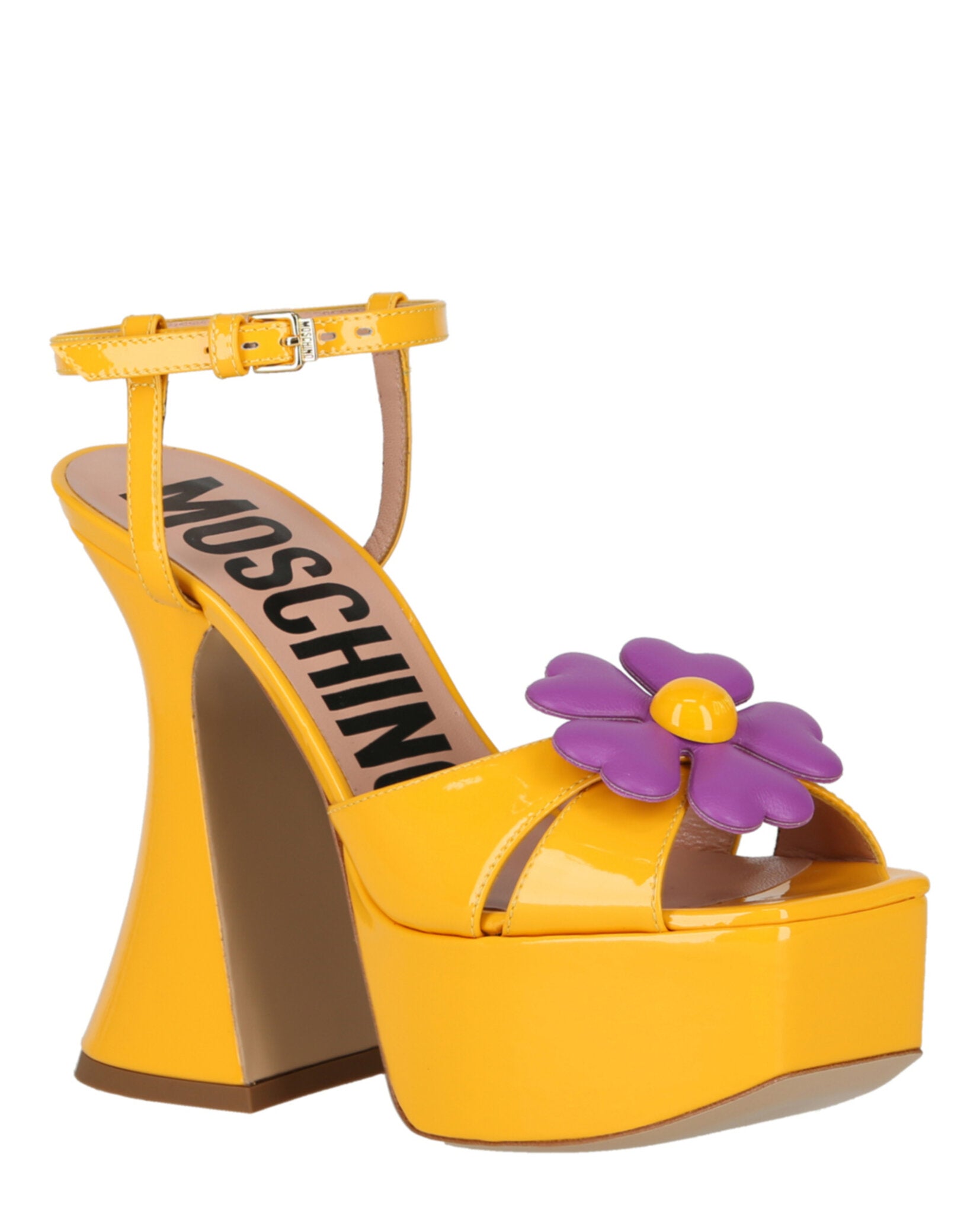 Moschino Womens Flower-appliqué Platform Sandals