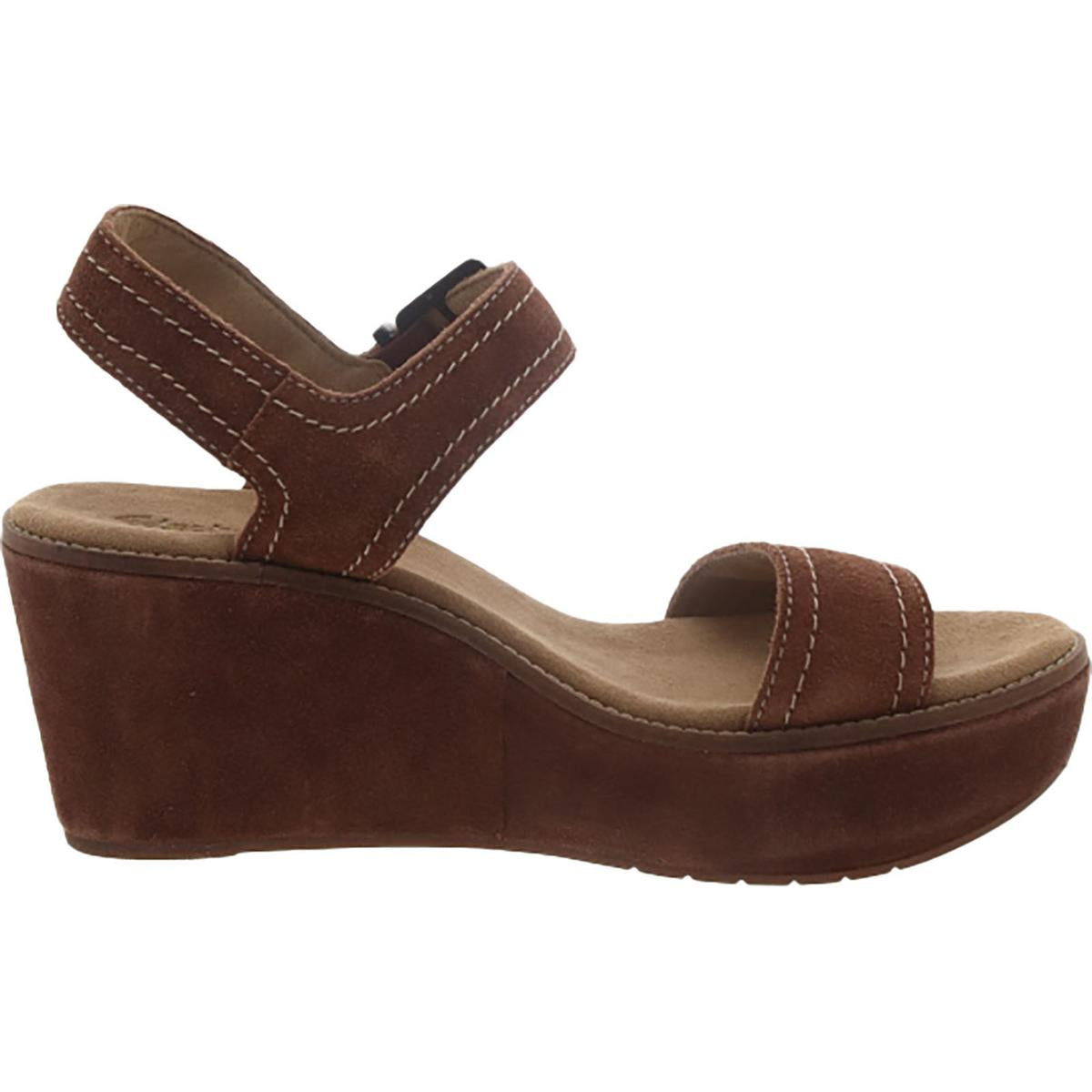 Aisley Orchid Womens Suede Ankle Strap Wedge Sandals
