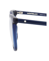 Montblanc Mens Square/Rectangle Blue Blue Transparent Fashion Designer Eyewear