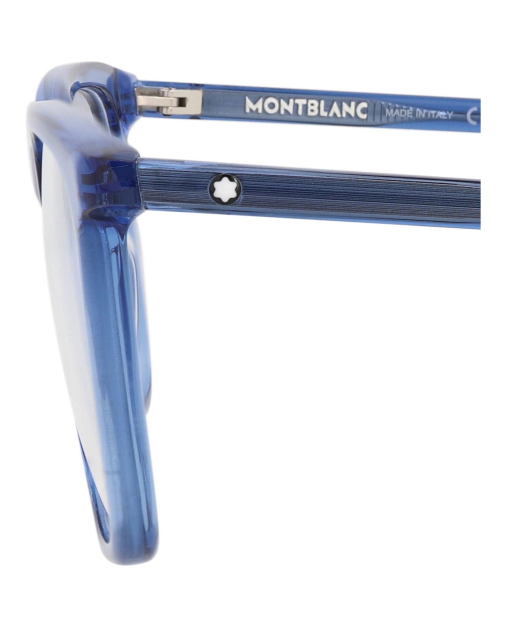 Montblanc Mens Square/Rectangle Blue Blue Transparent Fashion Designer Eyewear