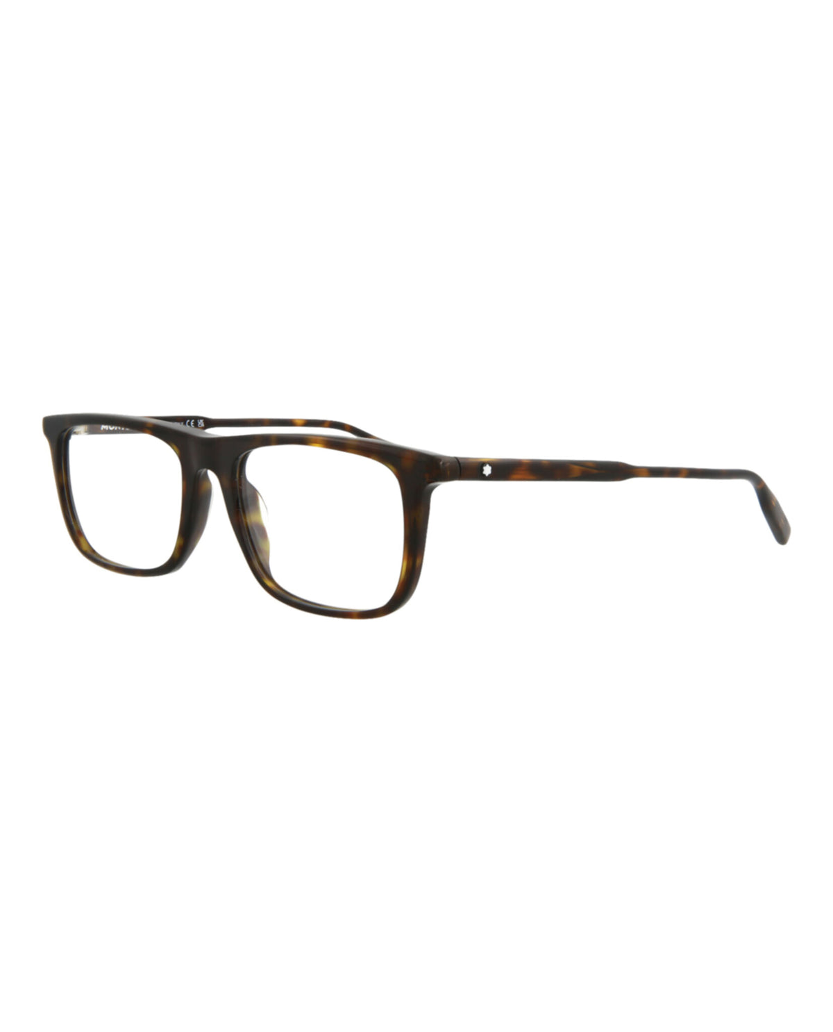 Montblanc Mens Square/Rectangle Shiny Dark Havana Fashion Designer Eyewear