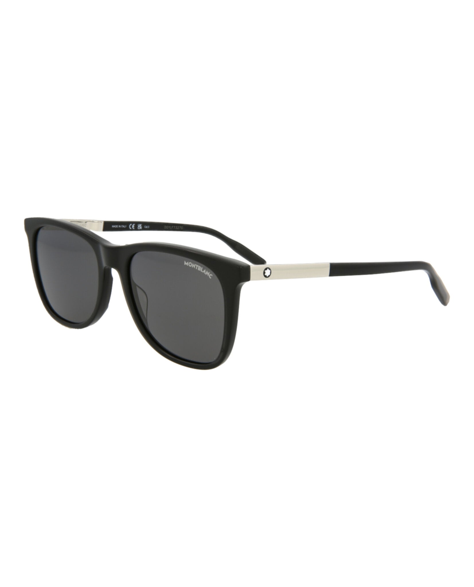 Montblanc Montblanc Mens Square/Rectangle Black Silver Grey Fashion Designer Eyewear