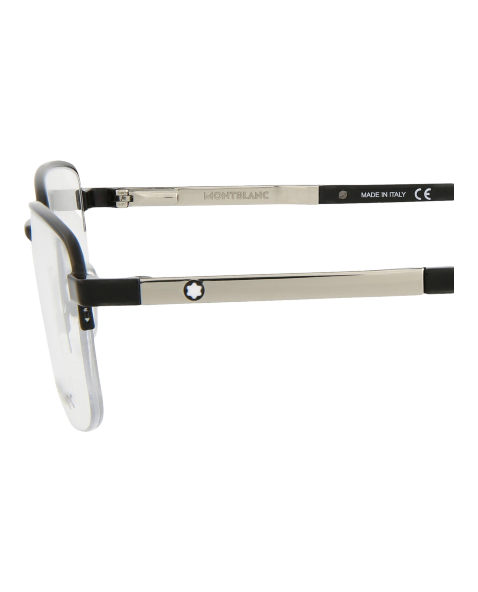 Montblanc Montblanc Mens Square/Rectangle Shiny Silver Fashion Designer Eyewear