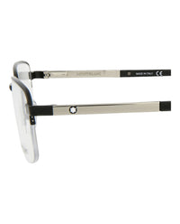 Montblanc Montblanc Mens Square/Rectangle Shiny Silver Fashion Designer Eyewear
