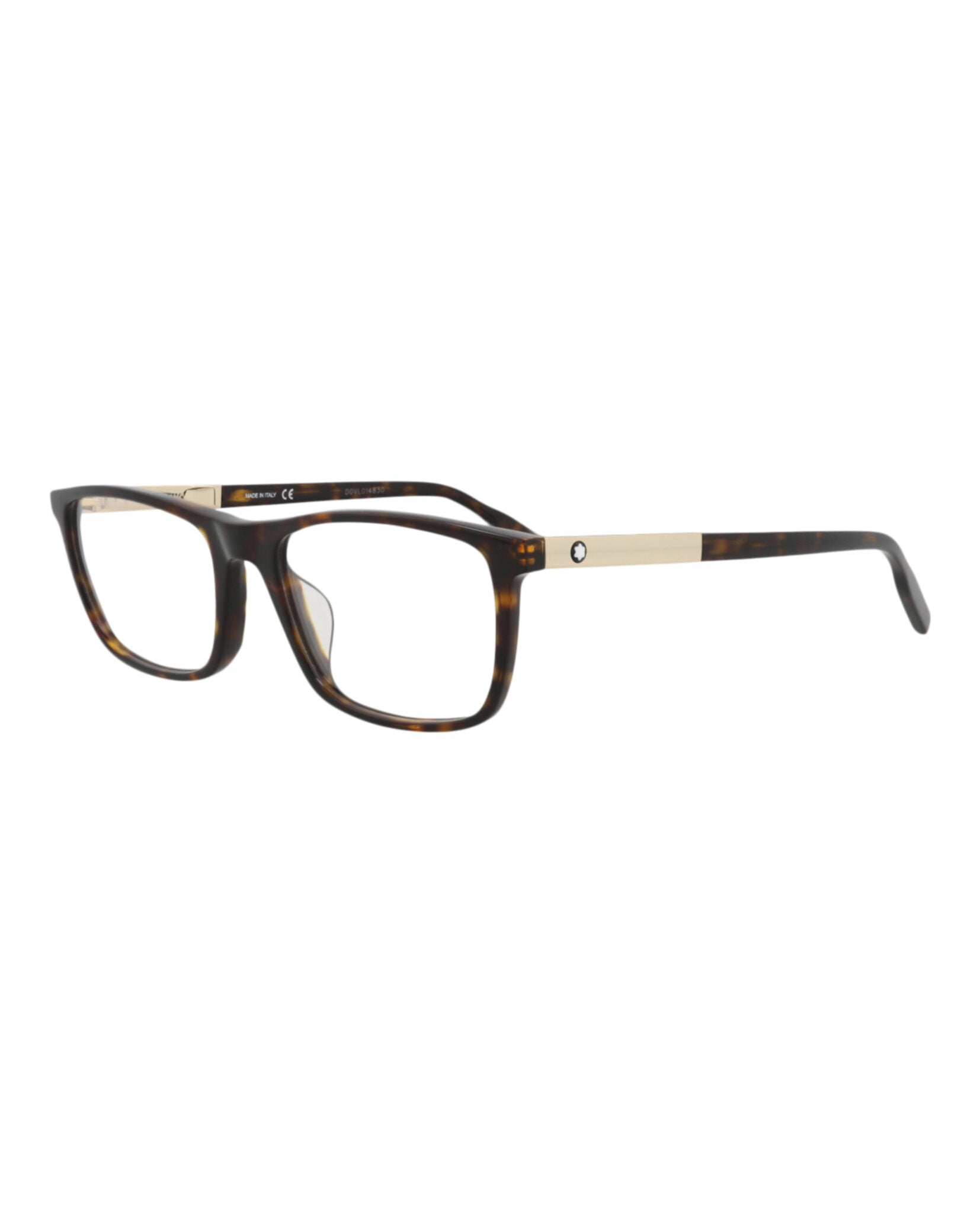 Montblanc Mens Square/Rectangle Havana Gold Transparent Fashion Designer Eyewear